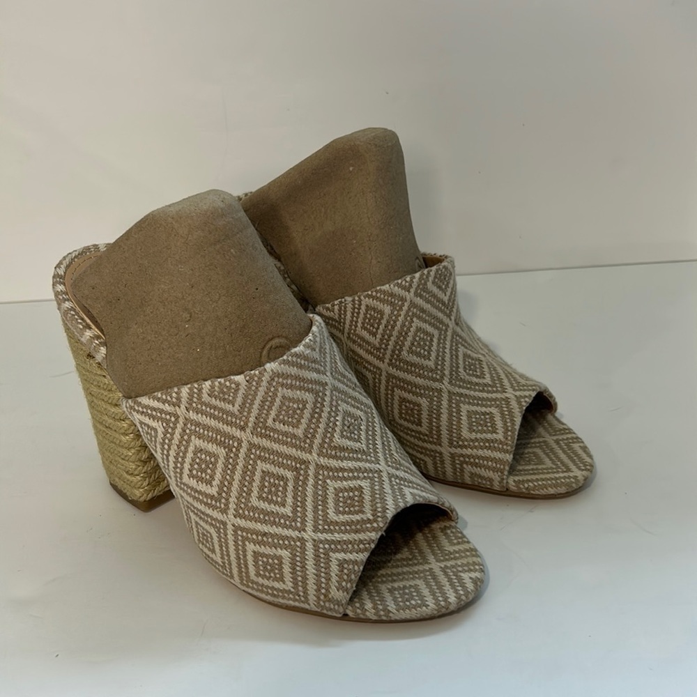 JustFab Silvy Jute Wrapped Mule Espadrille Platform Block Heel Women's Size 6.5